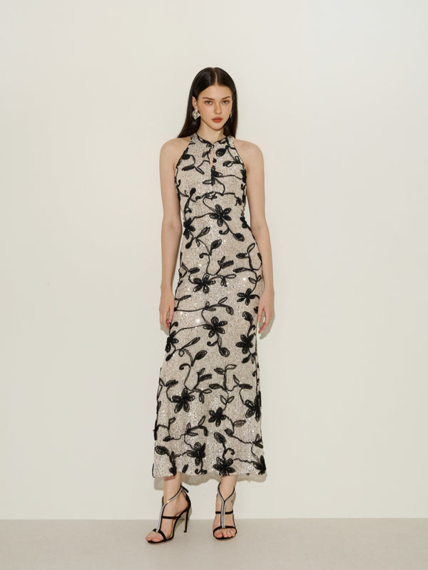 Moonlight Bloom Shadow Sequin Dress（two picture）