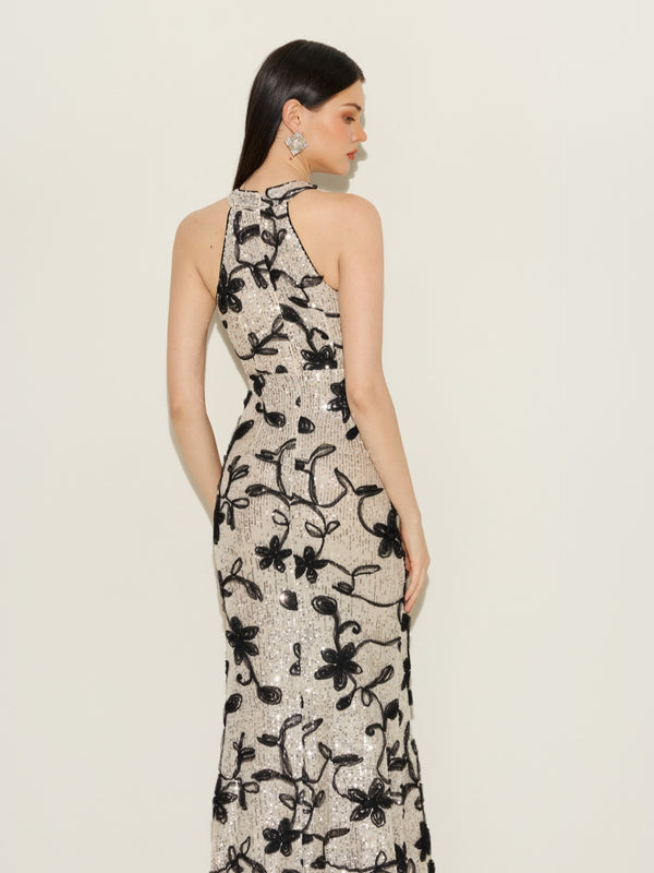 Moonlight Bloom Shadow Sequin Dress（two picture）