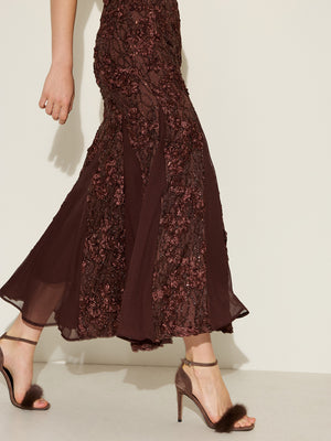Lace Appliqué Mesh Gown