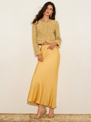 Crystal Collar Tweed Jacket & Skirt Set