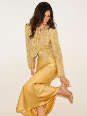 Crystal Collar Tweed Jacket & Skirt Set