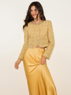 Crystal Collar Tweed Jacket & Skirt Set