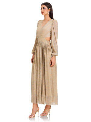 Champagne Ripple Pleated Dress