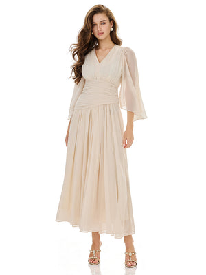 Ruched Waist Slit Maxi Dress