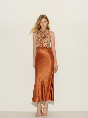 Floral Lace Bodice Satin Bodycon Dress