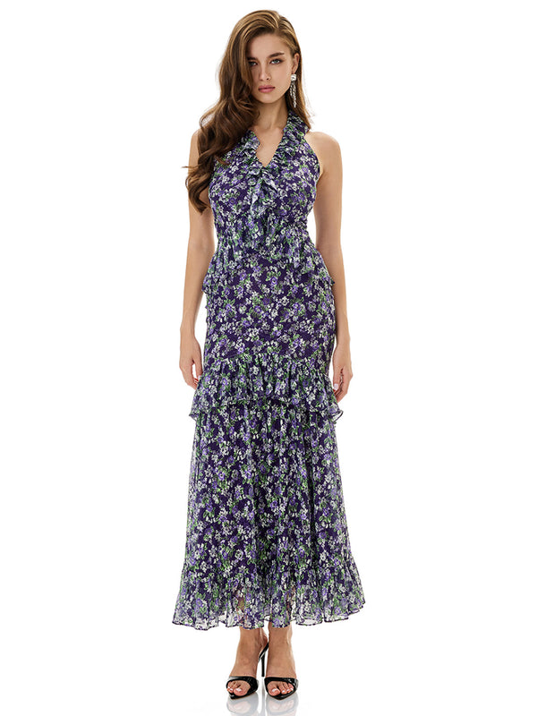 Crochet Lace Layered Ruffle Bodycon Dress
