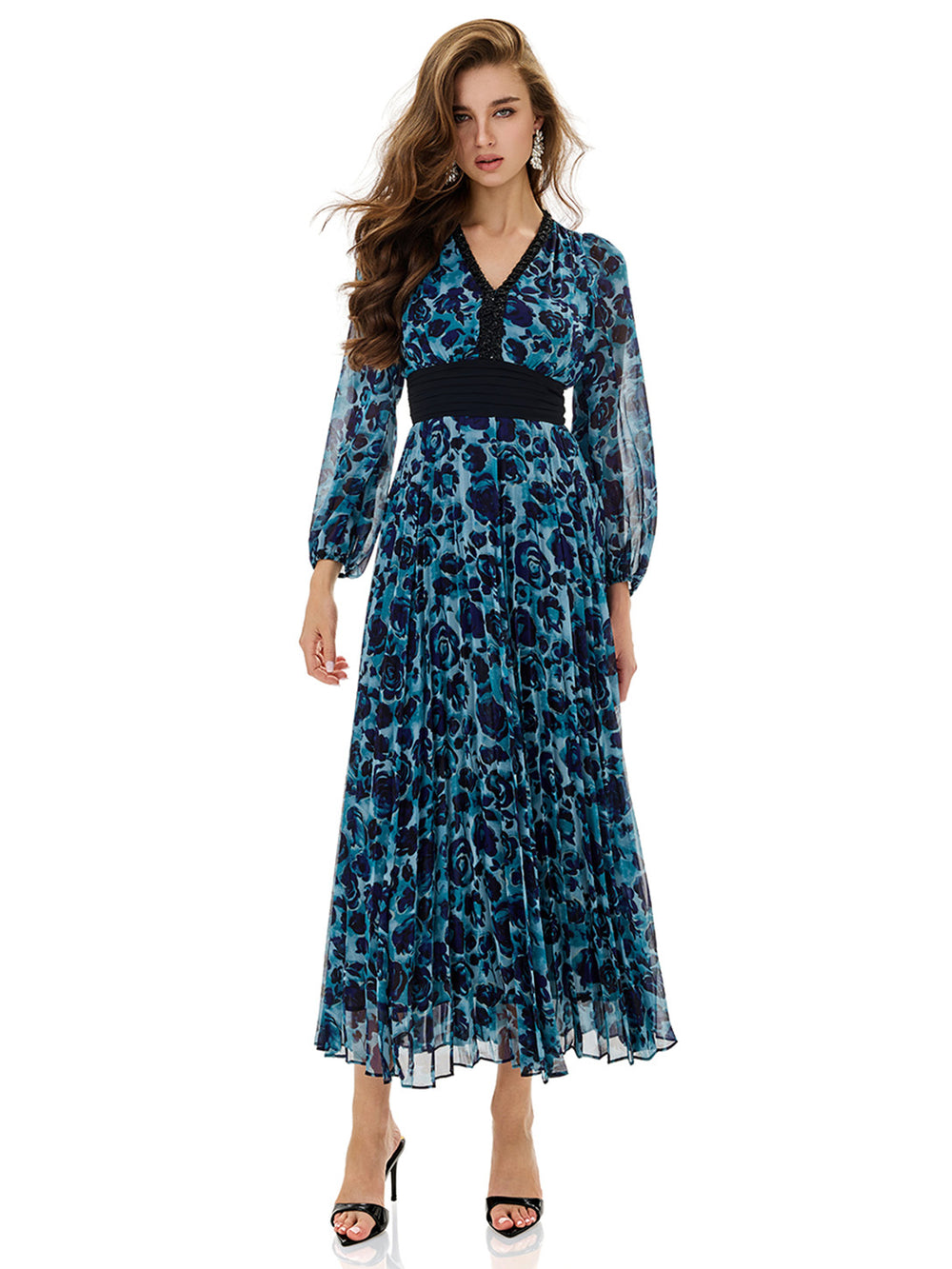 Floral Print Pleated Dress