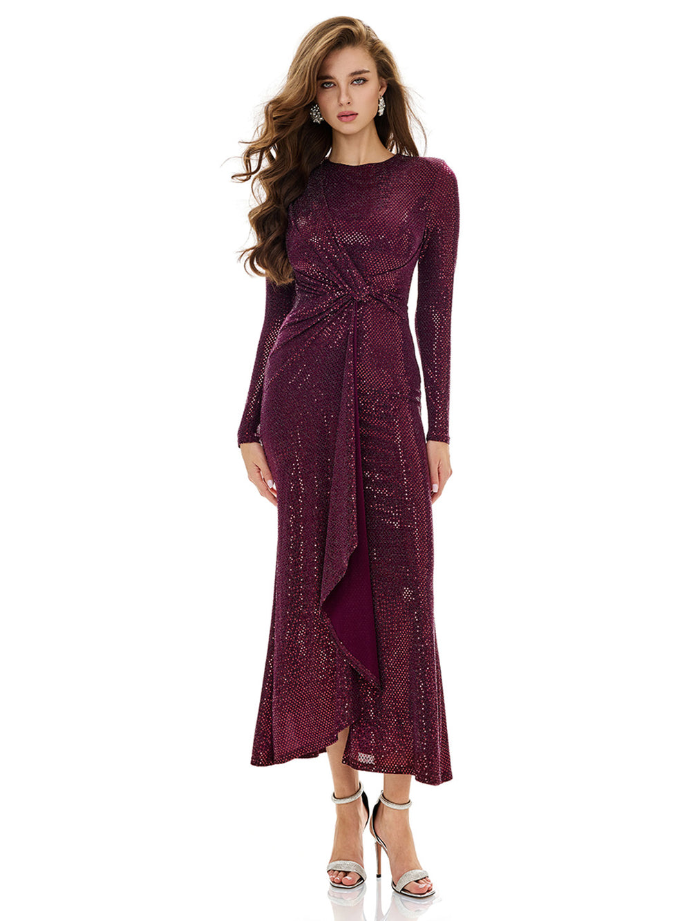 Shimmering Knot Design Bodycon Dress