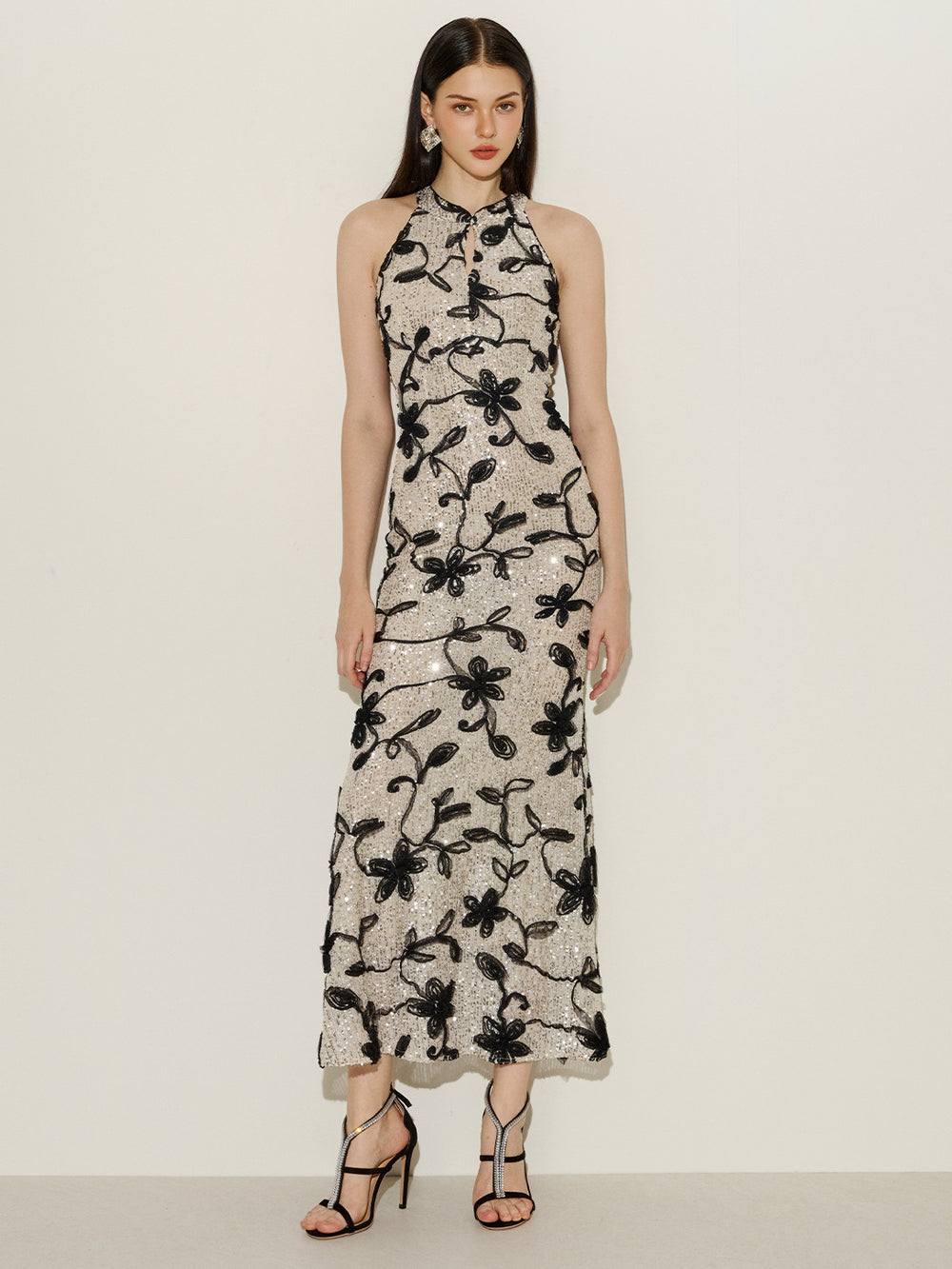 Moonlight Bloom Shadow Sequin Dress