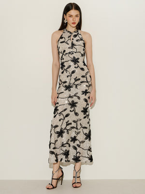 Moonlight Bloom Shadow Sequin Dress