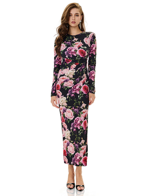 Floral Print Ruched Bodycon Dress