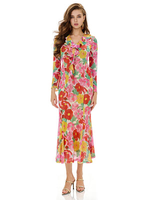 Bloom Floral Ruffles Bodycon Dress