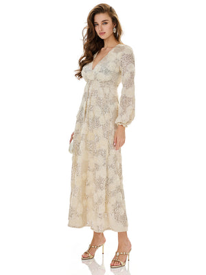Sequin Embellished Lace Maxi Dress