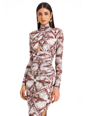 Camel Geometric Print Dress