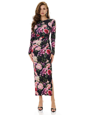 Floral Print Ruched Bodycon Dress