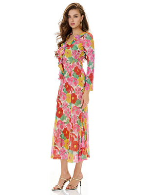 Bloom Floral Ruffles Bodycon Dress