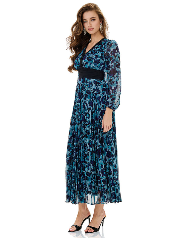 Floral Print Pleated Dress