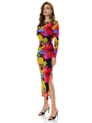 Bloom Floral Long Sleeve Bodycon Dress