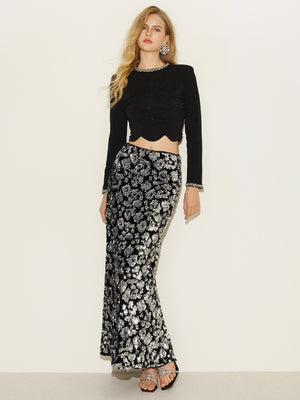 Glitter Crop Top & Sequins Skirt Sets