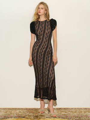Short Sleeve Lace Mermaid Gown