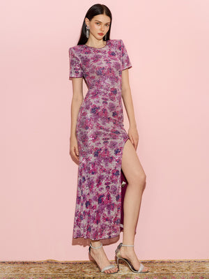 Amethyst Hues Sequined Maxi Dress