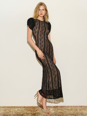 Short Sleeve Lace Mermaid Gown