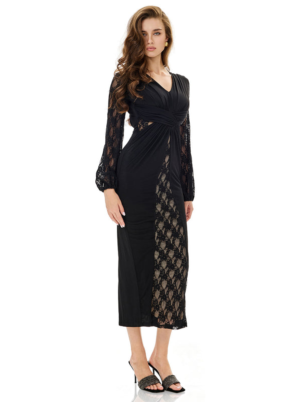 Cut Out Lace Panel Bodycon Dress