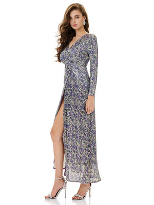 Floral Sequin Slit Maxi Dress