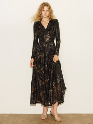 Ruched Waist-Defined Sequin Dress