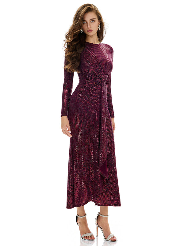 Shimmering Knot Design Bodycon Dress
