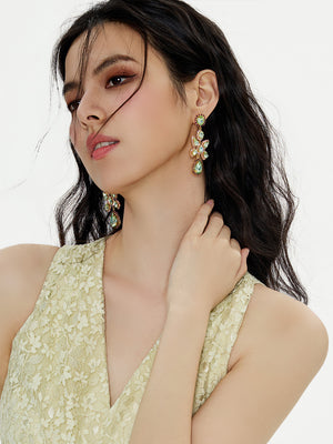 Green Statement Stone Drop Earrings