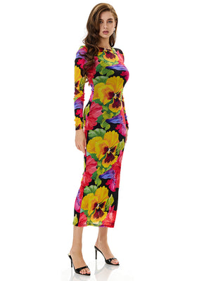 Bloom Floral Long Sleeve Bodycon Dress