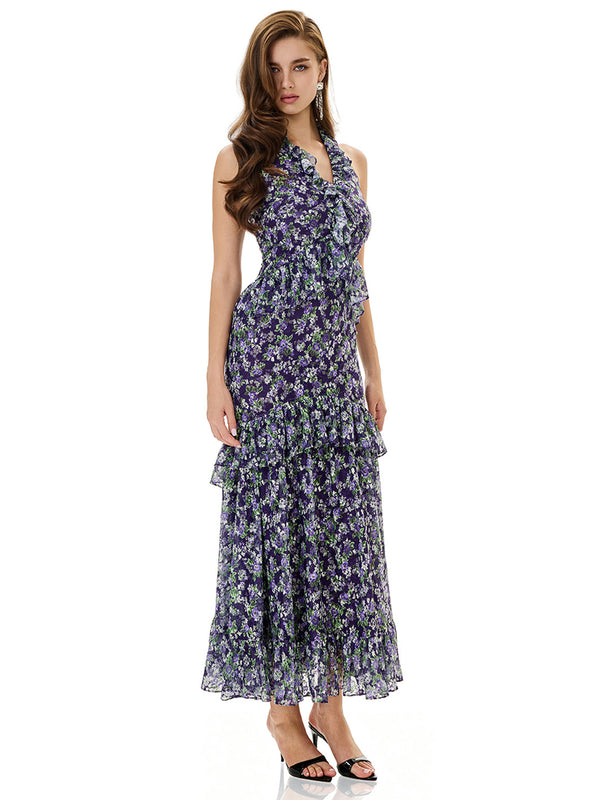Crochet Lace Layered Ruffle Bodycon Dress
