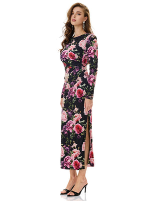 Floral Print Ruched Bodycon Dress
