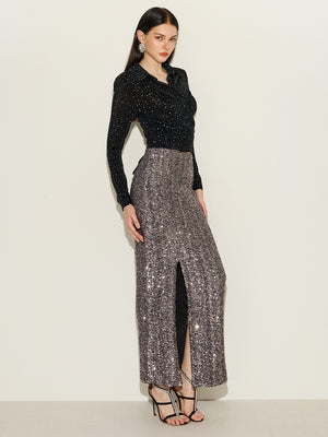 Glitter Crop Top & Sequins Skirt Sets