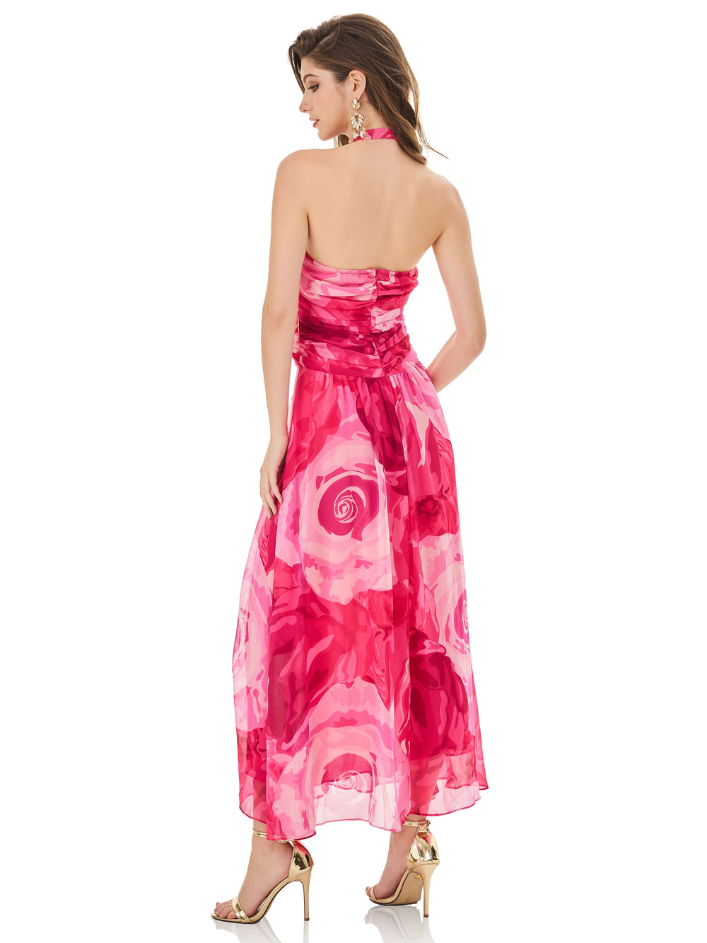 Hot Pink Abstract Print Dress