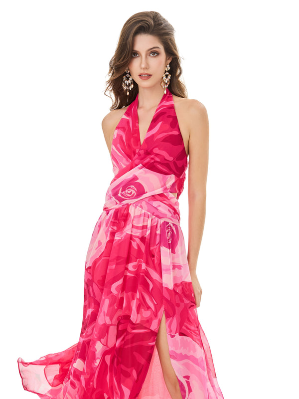 Hot Pink Abstract Print Dress