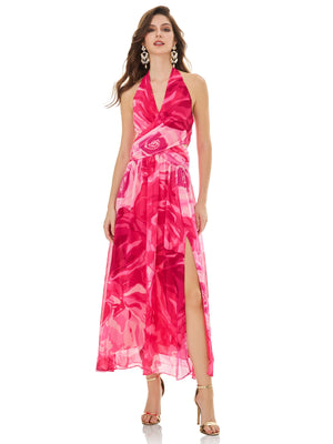 Hot Pink Abstract Print Dress