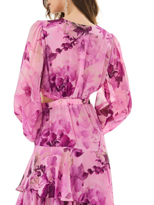 Fuchsia Floral Tiered Dress