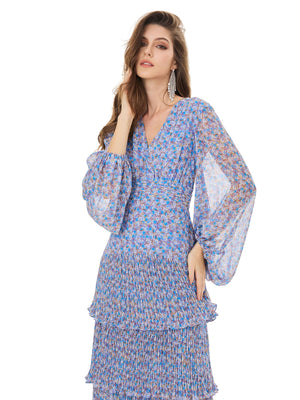 Water Lily Blue Ruffle Dress