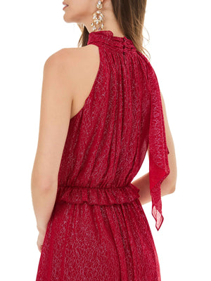 Crimson Flame Embroidered Dress