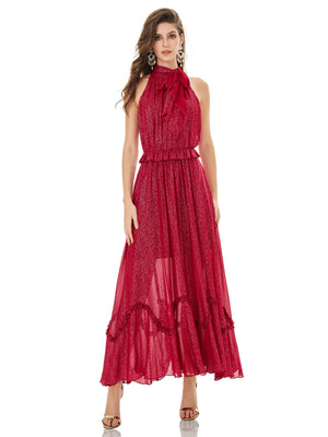 Crimson Flame Embroidered Dress