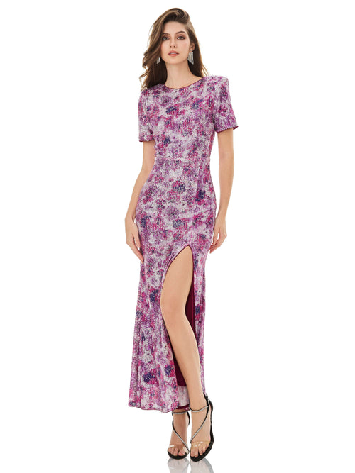Amethyst Hues Sequined Maxi Dress