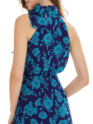Azure & Crimson Print Dress