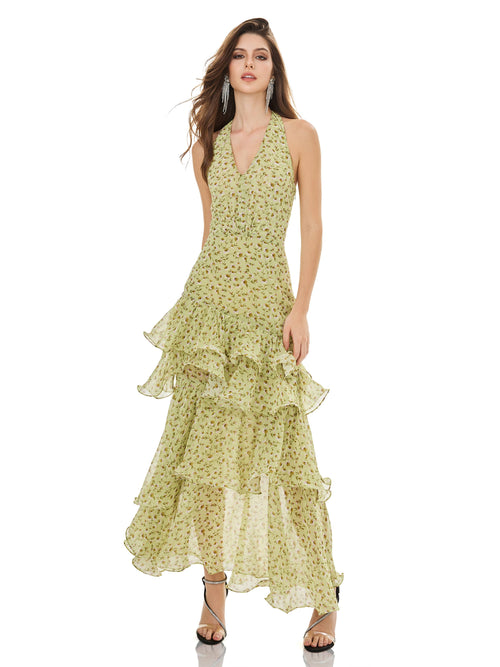 Chartreuse Ruffle Dress