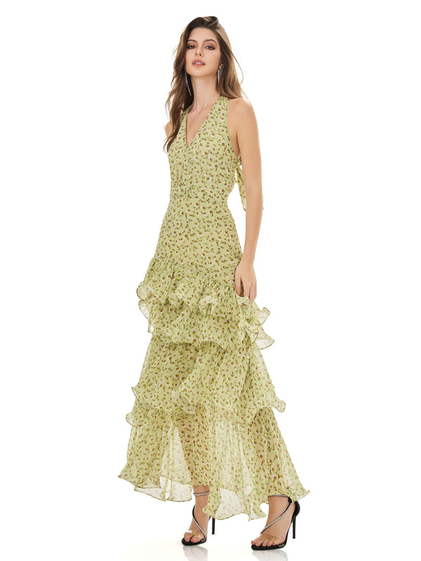 Chartreuse Ruffle Dress