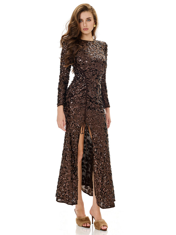 Sequin High Slit Evening Dress