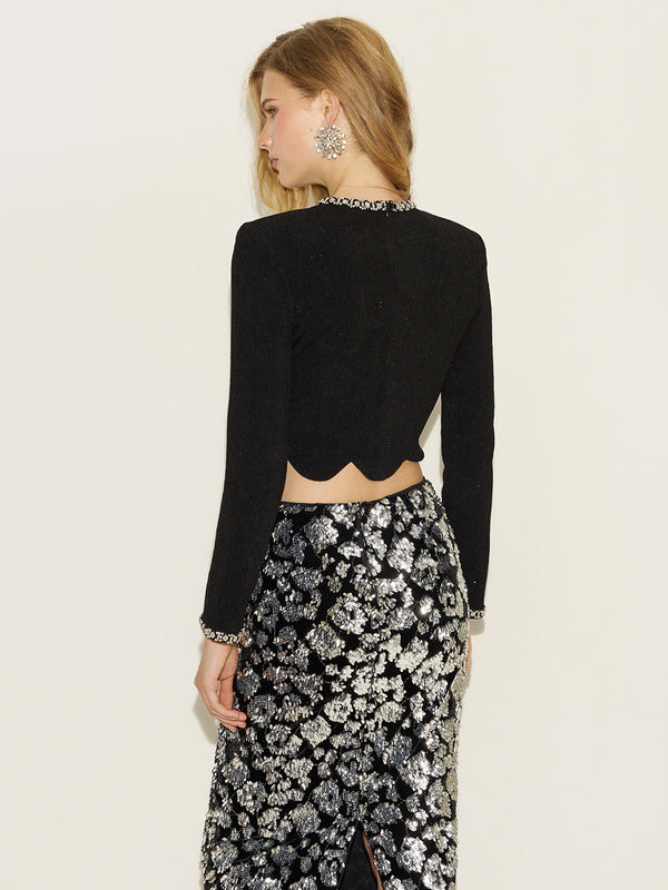 Glitter Crop Top & Sequins Skirt Sets