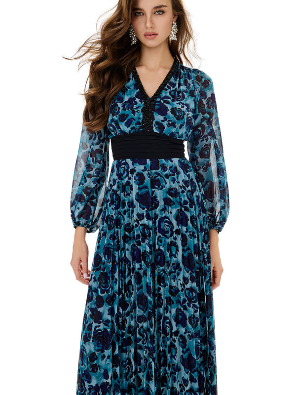 Floral Print Pleated Dress
