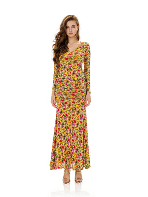 Floral Print Top & Ruched Skirt Sets